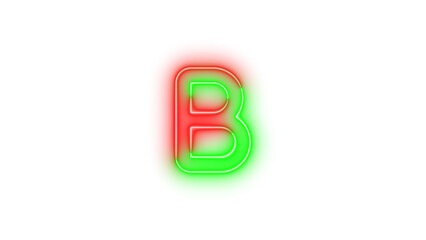 Neon b symbol icon green red color glowing with transparent background