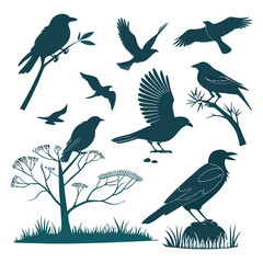 Obraz premium Bird silhouette bundle vector design