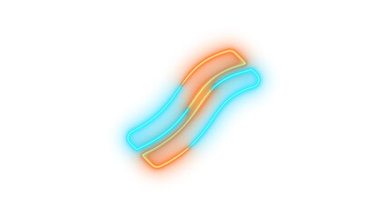 Neon bacon symbol icon brown cyan color glowing with transparent background