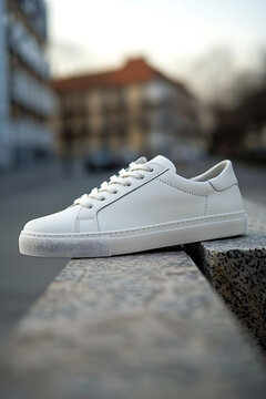 minimalist white sneakers, zapatillas blancas en un fondo limpio diseo minimalista y cmodo, con puntera redonda y sistema de sujecin moderno para un estilo atemporal