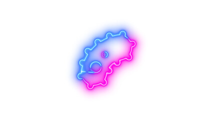 Neon bacterium symbol icon blue pink color glowing with transparent background