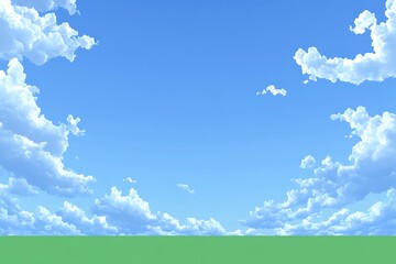 Obraz premium Sunny Sky for Green Field, Summer Cloudscape.