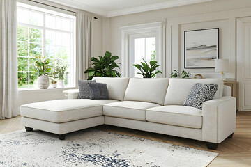 Sectional sofa in bright living room