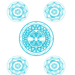 five circle floral wall decoration in blue color vector