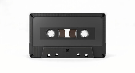Obraz premium Black Cassette Tape on White Background