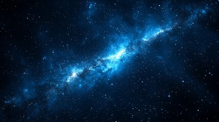 Naklejka premium Cosmic Nebula Deep Blue Starry Night Background