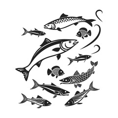 Fototapeta premium Fish silhouette bundle vector design