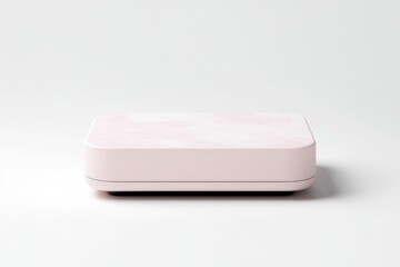 Pink rectangular box, smooth surface, light pink marble effect
