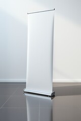 High-Quality Photorealistic Roll-Up Banner Mockup for Professional Branding, Advertising, and Exhibition Display