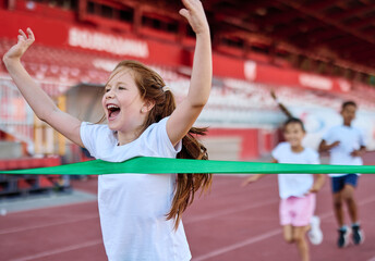 child sport athlete competition running race victory success win winner exercise sprinting runner achievement finish line finish celebration challenge happiness winning motivation excitement
