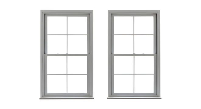 window with white shutters, white window frames isolated on transparent background, cut out, ai generated