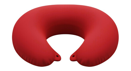 Red pillow for neck isolated on transparent background, cut out, ai generated