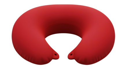 Red pillow for neck isolated on transparent background, cut out, ai generated