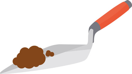 Illustration of a Gardening Masonry Trowel with Soil