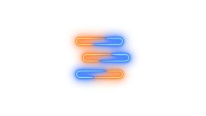 Neon bars staggered symbol icon blue brown color glowing with transparent background