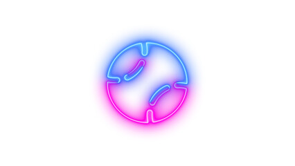Neon baseball symbol icon blue pink color glowing with transparent background