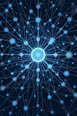 Dynamic Blue Network Vector Graphic: Abstract Interconnected Nodes & Lines for Data, Science, & Technology Visuals - Connectivity, Future, Innovation, Structure