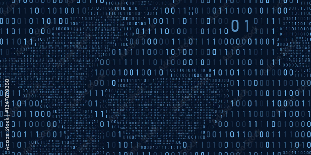 Aufkleber abstract binary code cloud background. ai learning on data cyber field. futuristic digital technolog