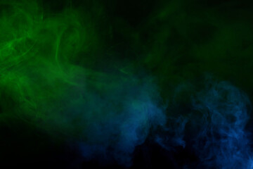 Blue and purple steam on a black background.