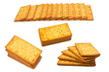 Cracker with salt isolated on white.