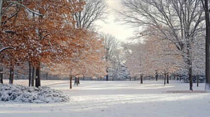 Snow Covered Trees in Winter Landscape