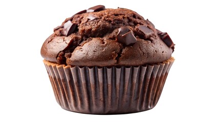chocolate muffin on white background