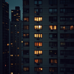 Obraz premium Solitary high-rise apartment window illuminated amid the night