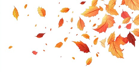 Falling autumn leaves on white background. (7)