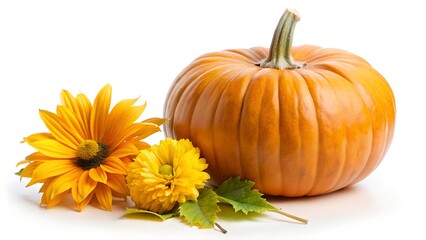 pumpkin and autumn leaves