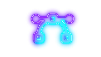 Neon bezier curve symbol icon cyan purple color glowing with transparent background