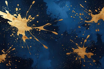 Fototapeta premium Dark Blue Background with Gold Splash Abstract Canvas Texture