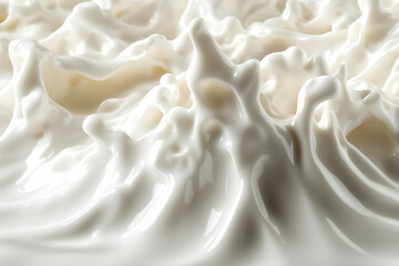 Obraz premium Close-up shot of splashing white liquid with peaks and creamy texture visible in detail.