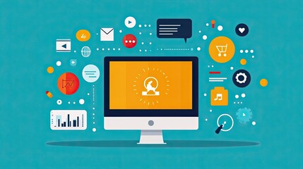 Fototapeta premium Online reviews & reputation management to build a positive online presence through customer reviews, testimonials, and proactive management of online feedback to boost brand credibility and trust.