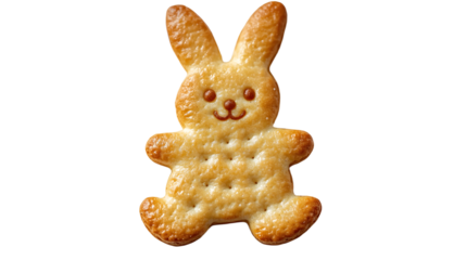 Bunny shaped cracker isolated on transparent background