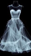 Fototapeta premium Artistic abstraction of a model dress showcasing unique design elements and delicate fabric in a studio setting