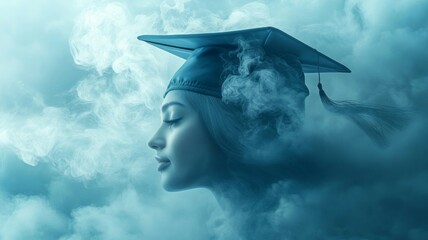 Woman Graduates In Smoky Mystical Haze