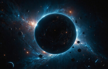 Obraz premium Scattered glowing orbs floating in a deep-space void