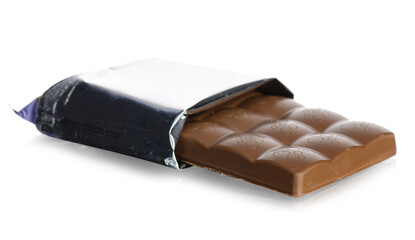 Chocolate in a wrapper on white background isolation