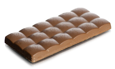 Milk chocolate bar on white background isolation