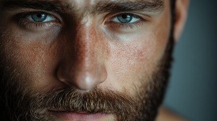 Obraz premium Portrait of a man with beard and blue eyes.