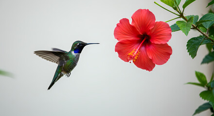Fototapeta premium Hummingbird and Hibiscus