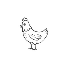 Fototapeta premium Cartoon hens isolated on white background. Doodle illustration. Bird for Easter, decor, invitation, cards, food packaging cover design, advertising banner, postcard. Vector 