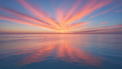 Fototapeta premium Serene sunset reflecting on calm ocean waters
