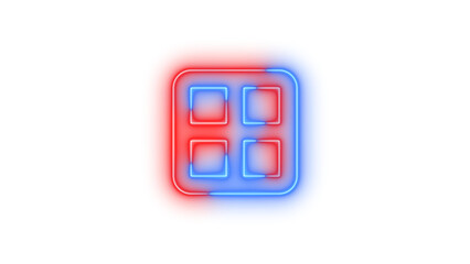 Neon border-all symbol icon blue red color glowing with transparent background