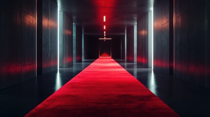 Red carpet, neon hallway, event
