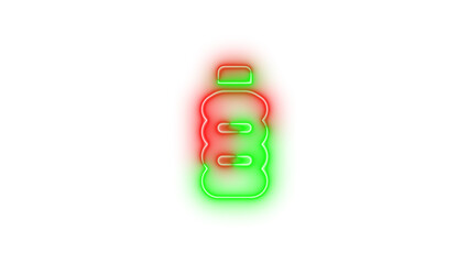 Naklejka premium Neon bottle water symbol icon green red color glowing with transparent background