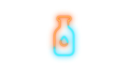 Neon bottle-droplet symbol icon brown cyan color glowing with transparent background