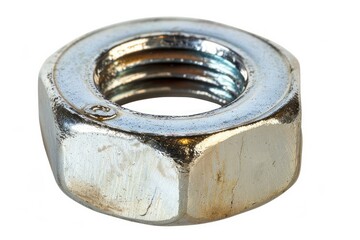 Rusty metal nut on white background. Artificial intelligence image