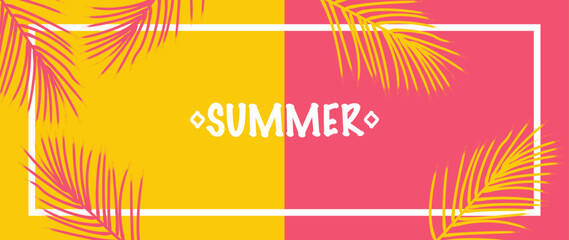 Vector illustration. Background with tropical leaves. With the inscription 