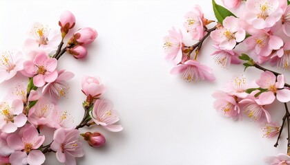 Obraz premium spring flowers background pink blossoms branches isolated